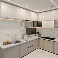 Kabinet Dapur Modular PET Particleboard Kustom untuk Proyek Pengembangan Apartemen dan Proyek Rumah Lengkap dalam Jumlah Besar