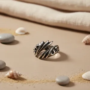 Bague de mode abstraite pour femmes, argent 925 plaqué or rose, incrustée d'acier inoxydable, tendance, forme 18K, bijoux statement pour garçons - Product Image 1