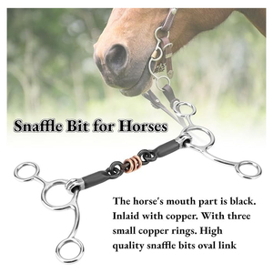 Embouchure pour cheval en acier inoxydable noir de 5,5 pouces, double articulation, enroulée de fil, avec licol pour le mastication buccale des chevaux - Product Image 4