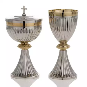 Juego de 2 piezas de Ciborium para el hogar, suministros de productos para la Iglesia, de metal plateado y dorado, regalo y artesanías - Product Image 1