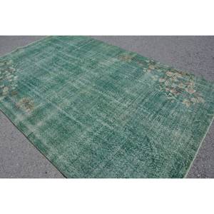 Alfombra turca vintage de 6,4x10 pies, área grande clásica, lana hecha a mano con diseño de retazos, respaldo de látex para adolescentes - Product Image 4