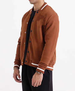 แจ็กเก็ตเบสบอลกันลมแขนเสื้อบอมเบอร์โพลีเอสเตอร์มหาวิทยาลัยปักโลโก้ได้ตามต้องการ - Product Image 4