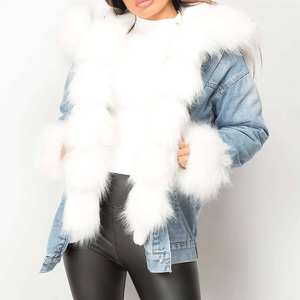 Vente en gros Veste en jean classique Veste basique pour femme à manches longues 4 couleurs Veste courte brodée OEM Odm pour femme Veste à capuche en jean - Product Image 4