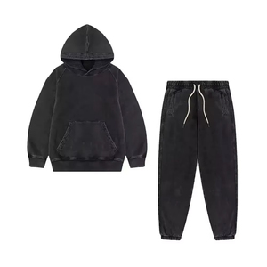 Ensemble de survêtement vintage délavé à l'acide pour homme, sweat-shirt et pantalon de jogging, streetwear - Product Image 5