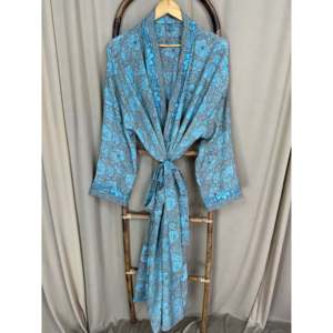 Vintage Chic Recycled Silk Sari <b>Robe</b> for Women Boho House <b>Beach</b> Cover Bridesmaid Lounge Dressing Gown for Resorts Weddings - Product Image 5