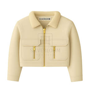 Vente en gros de vestes en faux daim recadrées personnalisées avec col en fourrure | Slim Fit Blousoon Style | Vêtements d'extérieur à la mode féminine - Product Image 4