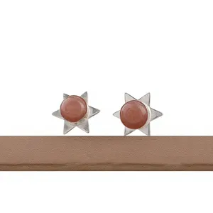 Pendientes Redondos de Piedra Lunar Durazno Hechos a Mano con Engaste de Bisel, Chapados en Plata de Ley 925, Joyería de Lujo Unisex para Fiestas - Product Image 6