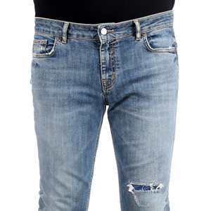 กางเกงยีนส์สีน้ำเงินทรงสกินนี่ฟิตแบบฉีกขาดที่ขา สไตล์แบรนด์ส่วนตัว ตัดเย็บแบบอิตาลี คอลเลคชั่นใหม่ สำหรับขายส่ง ผ้า 98% คอตตอน 2% อะรามิด - Product Image 2