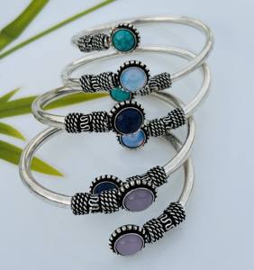 Amazing Sale Fashion mix Gemstone <b>Silver</b> Plated Adjustable <b>Bangles</b> <b>for</b> <b>Women</b> Handmade Wholesale Stackable Designer Bracelets - Product Image 1