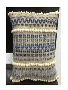 18x18 Designer Embroidered Cushion Cover 100% Cotton Shaggy Tufted Throw <b>Pillow</b> Hotel Home Decor Leaves Dots Plants Hand Woven - Product Image 3