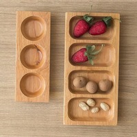 Verdeelde Teak Dienblad Hout Hapjes Serveren Gerecht Huishouden 4 Compartimenten Snack Droge Fruitplaat Snoepschaal