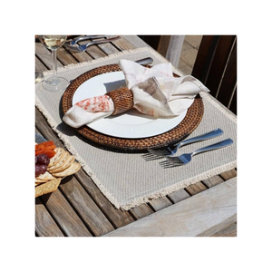 Warm Rustic 12x18in Textured Table Mat Navy <b>Blue</b> Stripe Herbal <b>Dye</b> And 260GSM Material Suitable For Artisan-Themed Wholesalers - Product Image 2