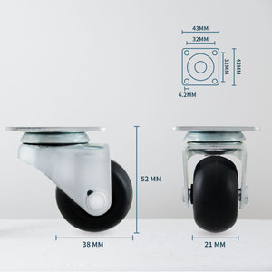 Rueda giratoria de PU con placa superior de 1 1/2 ", rotación de 360 grados para muebles - Product Image 2