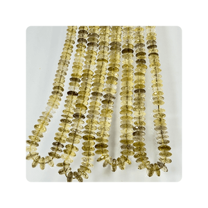 Natural Bio Lemon Quartz 7-8mm German <b>Cut</b> Faceted <b>Disc</b> Rondelle Beads 14 Inch Strand for Jewelry DIY Craft - Product Image 1