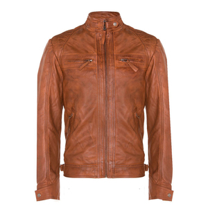 Otoño Invierno nuevas chaquetas básicas de cuero de moto para hombres y mujeres con cuello levantado y cierre de cremallera al por mayor para ropa informal - Product Image 2