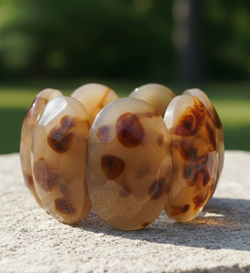 Pulsera de Resina Facetada Hecha a Mano |   Brazalete con Diseño de Caparazón de Tortuga |   Proveedor de Joyería de Moda al por Mayor |   OEM disponible - Product Image 3