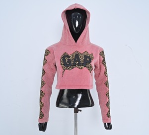 Sudadera corta personalizada para mujer algodón polar DTG estampado Puff estampado DTF 3D bordado Streetwear recortada Sudadera con capucha OEM ODM Disstres - Product Image 1