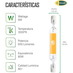 Bombilla R7S LED 6W 78mm LED <b>Bulb</b> Energy Efficient Product Category - Product Image 2