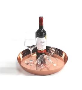 Plateau de service en cuivre gravé de conception haut de gamme, idéal pour servir à table, centre de table ou présentoir de pâtisserie, durable et décoratif - Product Image 4