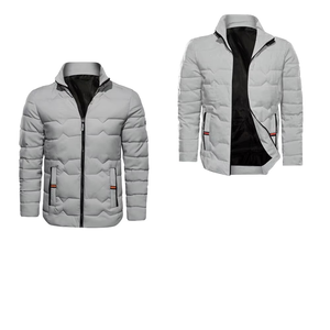 Chaqueta de Lona Personalizada para Hombre, Chaqueta Acolchada Gruesa y Cálida para Invierno, Bloques de Color, Cuello Alto, Prenda Exterior de Moda, Directo de Fábrica - Product Image 4
