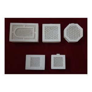 Cajas de Joyería Decorativas de Mármol Natural Blanco Puro con Incrustaciones de Mármol en Forma Rectangular, Cuadrada y Octagonal - Product Image 1