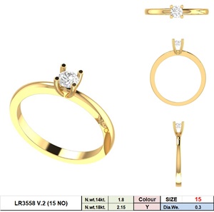 Classic 14K Gold Rhodium Plated Four-Prong Setting Women's Engagement <b>Ring</b> Natural Brilliant Cut Solitaire Filled Diamond 1.8g - Product Image 5