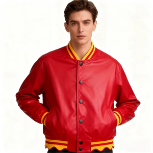 Chaqueta Bomber de Satén Rojo Estilo Piloto para Hombre, Primavera, con Parches, Cómoda, Transpirable y Deportiva, Estilo Universitario - Product Image 2