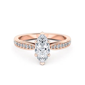 Bague Pavée en Diamant de Laboratoire Scintillant Taille Marquise, Or Massif 14K, Qualité F-VS2, Sertissage Pavé, Idéale pour Mariage, Fiançailles, Cérémonies et Soirées - Product Image 2