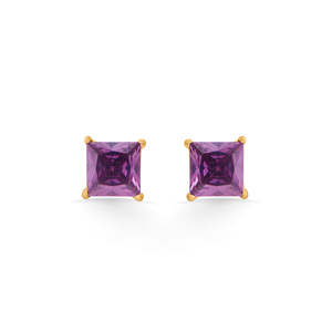 18k <b>Gold</b> Princess Cut Zircon <b>Stud</b> <b>Earrings</b> Vintage Style <b>Rose</b> <b>Gold</b> - Product Image 3