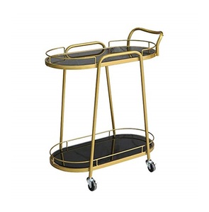 Chariot de service luxueux et élégant à 2 niveaux pour une utilisation au bureau de l'hôtel à domicile au prix de gros de l'Inde fait à la main. - Product Image 1