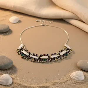 Collier en argent 925 pour femmes, bijoux fantaisie, colliers à perles fins - Product Image 1