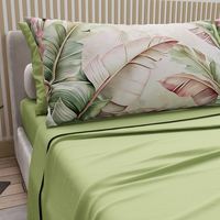 Parure de draps modernes en microfibre tissée de style européen, 6 pièces, rafraîchissante, avec drap-housse, drap plat et 4 taies d'oreiller, 300 fils au pouce carré, infroissable