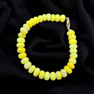 2025 Minimal Style Yellow Opal Melon <b>Beaded</b> <b>Bracelet</b> 7-9mm Handmade with Lobster Clasp for Anniversaries Women's Daily Use - Product Image 3