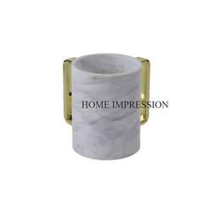 Tazas de utensilios de cocina redondas de Material de mármol con asas de Metal dorado pulido, diseño de tendencia de gran tamaño, artículos de regalo de boda, tazas - Product Image 1