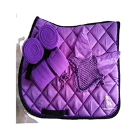 Ensemble de tapis de selle en satin de cheval comprenant des bottes tendon bottes cloche ensembles de bandage voile de mouche couleurs assorties et tailles assorties