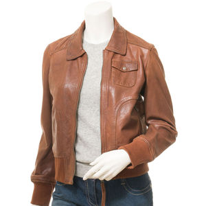 Chaqueta de cuero genuino para mujer de diseño moderno Premium de alta calidad Chaqueta de cuero de mujer de ajuste completo a la moda con logotipo personalizado - Product Image 1