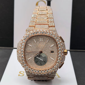 Reloj de diamantes chapado en oro rosa de 14K VVS Moissanite Diamond Automatic Iced Out Watch Hip Hop Wrist Diamond Reloj de hombre - Product Image 4