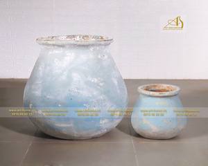 Modern AT076H60TMA Teal Matt <b>Antique</b> Ceramic Flower Pot by Art-home Ceramics <b>for</b> Home <b>Garden</b> Hotel Mini Landscape Decoration - Product Image 2