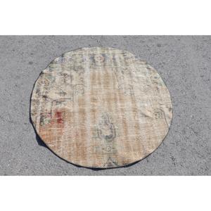 พรมวินเทจ 3.9x3.9 ฟุต สีน้ำตาล-น้ำเงินไล่เฉด ทำจากขนสัตว์ ผลิตในตุรกี - Product Image 3