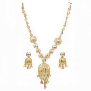 Conjunto de Collar Corto y Aretes de Cadena de Caja Chapada en Oro de 3 Tonos al por Mayor, Joyería de Latón para Mujer - Product Image 2