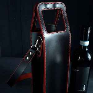 Premium Quality Leather Waterproof Wine Bag Gift Ready Stylish Customizable <b>Bottle</b> <b>Carrier</b> Tote for Celebrations Carry Case - Product Image 2