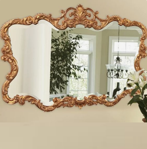 Simple Decorative Mirror <b>Gold</b> Unique Border Luxury Metal Bathroom Wall Mounted Mirror Metal Decor <b>Accessory</b> - Product Image 2