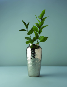 Vase rond en cuivre/argent fait à la main en acier inoxydable de luxe Design martelé unique Vase de sol de décoration de jardin à la maison - Product Image 4