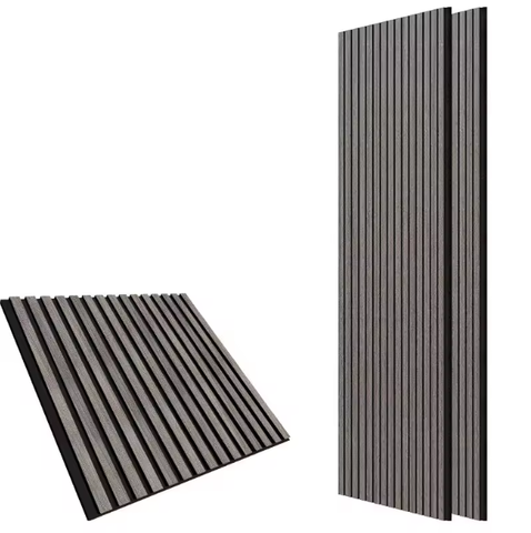 100% Polyester Fiber PET Acoustic Wall Panel Decorative Soundproof Rectangle for Living Room or Apartment Rubber Wood Finish