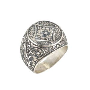 Bague pour homme en platine plaqué rhodium, argent sterling 925, motif animal gravé en forme de stylo, sertissage invisible - Product Image 1