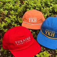 Topi kustom 5 Panel tidak terstruktur Logo topi Kemah bordir tali topi Snapback profil rendah dengan tali
