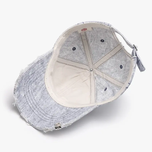 Gorra de béisbol de 5 paneles con tirantes ajustable de alta calidad para hombre, lavado ácido, logotipo bordado personalizado, sombrero deportivo con estampado desgastado - Product Image 5