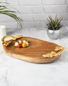 Bandeja de comida de madera ovalada Bandeja de servicio elegante para catering y uso doméstico - Product Image 1