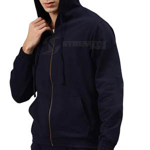 High Quality Crocheted Winter <b>Plain</b> Dyed Polyester/Cotton Zipper <b>Hoodies</b> <b>for</b> <b>Men</b> Custom Size OEM Service Blank Zipper Fashion - Product Image 4