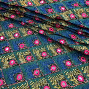 Designer Phantom Katli <b>Material</b> with Full Mirror Work <b>Embroidery</b> for Dressmaking and Bridal Outfits Available at Best Price - Product Image 1